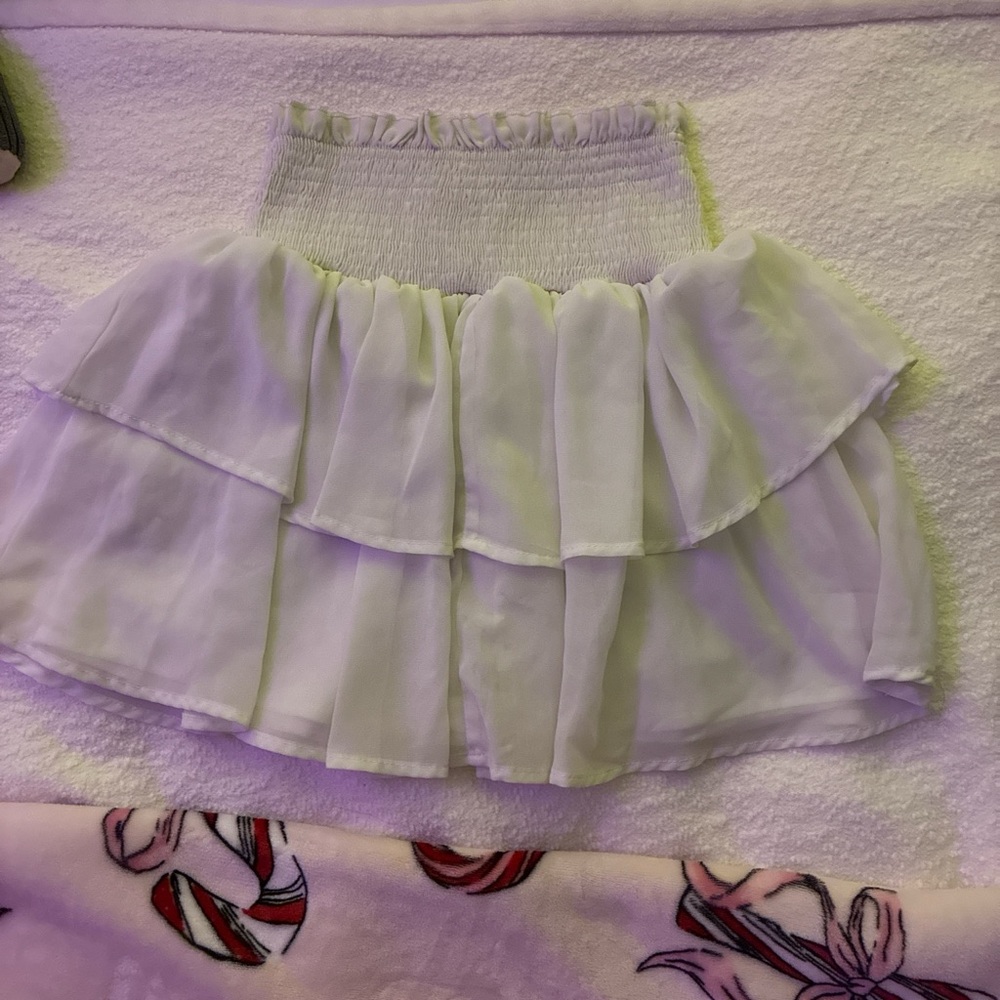 White Flowly Layered Skirt